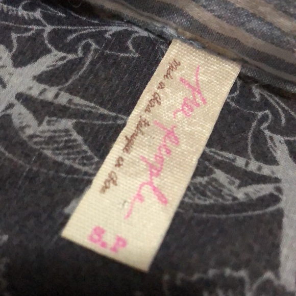 EUC Free People Button Front Blouse-Striped with Sheer Back-3/4 Roll up Sleeves - Picture 12 of 15